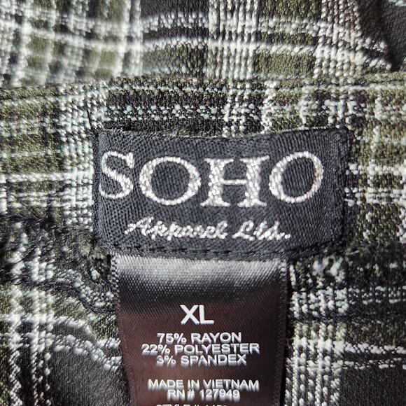 Soho Pull-On Plaid Stretch Pants Size XL - Picture 5 of 9